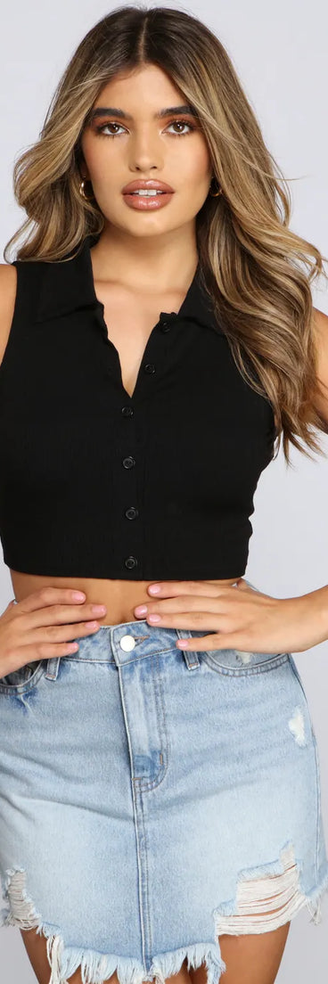 Trendy And Chic Ribbed Knit Crop Top