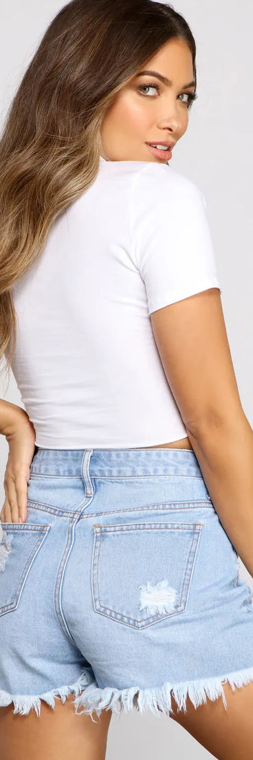 Daring And Distressed Freedom Graphic Crop Top