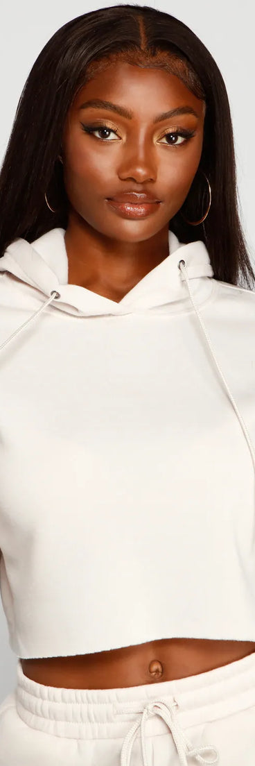 Basic Cropped Fleece Hoodie