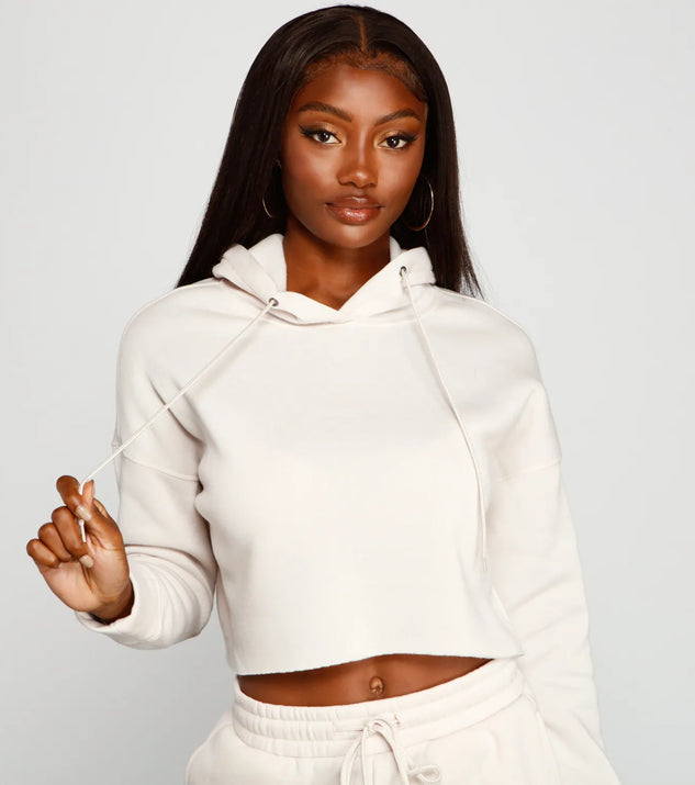 Basic Cropped Fleece Hoodie
