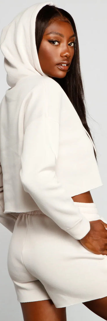 Basic Cropped Fleece Hoodie