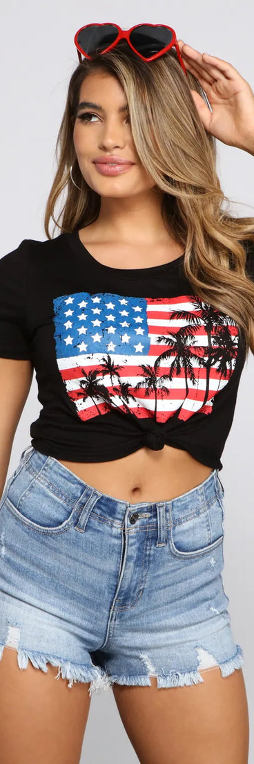 Americana Knot-Front Graphic Tee