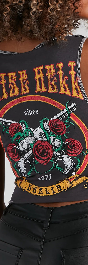 Raise Hell Graphic Cropped Tank