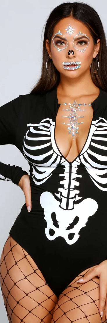Spooktacular Skeleton Print Bodysuit