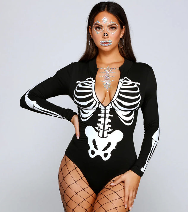 Spooktacular Skeleton Print Bodysuit