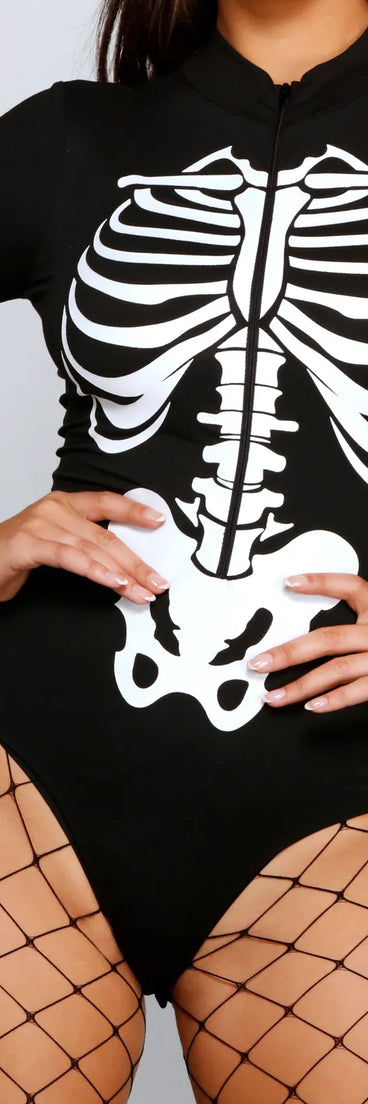 Spooktacular Skeleton Print Bodysuit