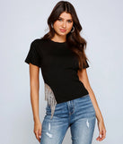 Edgy-Glam Rhinestone Fringe Tee
