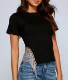 Edgy-Glam Rhinestone Fringe Tee