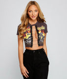Edgy Biker-Chic Cropped Graphic Tee