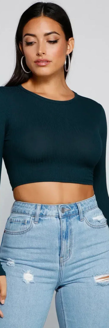 Go With It Ribbed Knit Crop Top