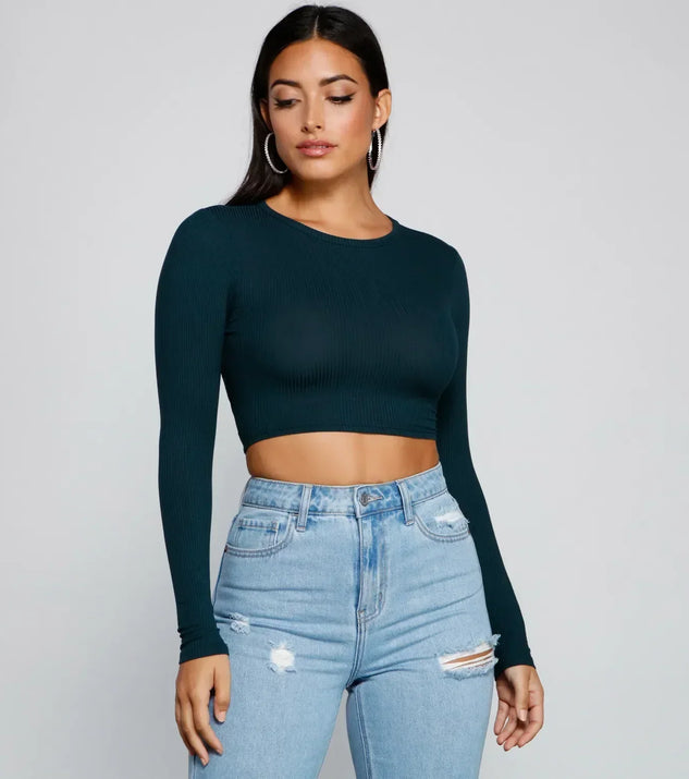 Go With It Ribbed Knit Crop Top