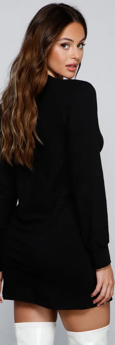 Edgy Biker Babe Chain-Detail Tunic