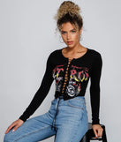 Hot Rod Lace-Up Graphic Top