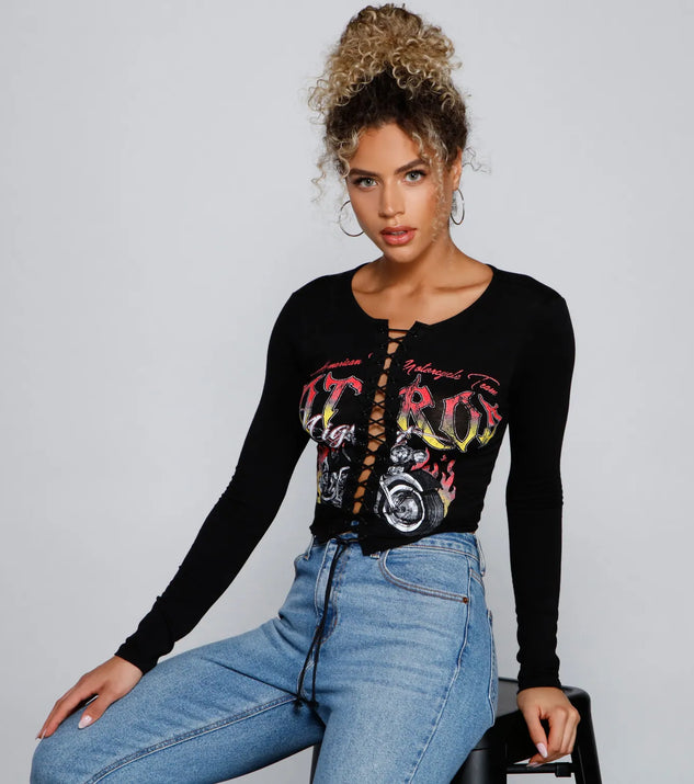 Hot Rod Lace-Up Graphic Top