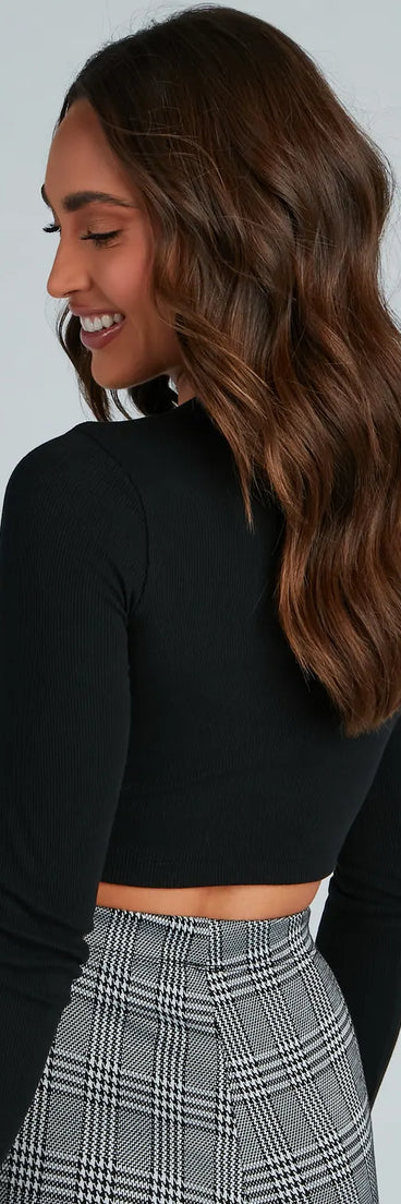Trendy Basic Ribbed Knit Crop Top