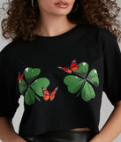 Lucky Day Shamrock And Butterfly Tee Shirt