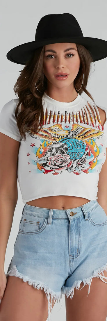 American Motorcycle Graphic Distressed Top