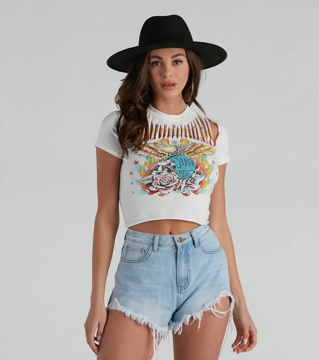 American Motorcycle Graphic Distressed Top