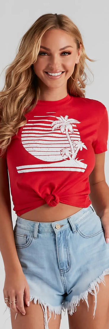 Sunset Paradise Graphic Knot Tee