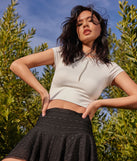 The Casual Must-Have Crew Neck Crop Top in ivory with a modern design and trendy look is part of the latest women's tops collection to elevate your 2025 wardrobe.