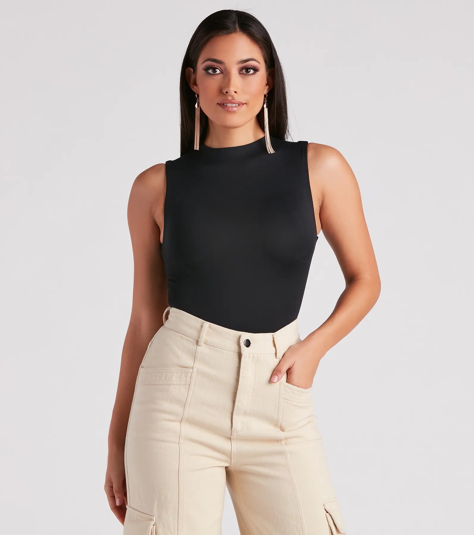 Smooth Silhouette Mock Neck Bodysuit | Windsor