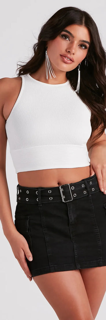 Hit Up The Basic Sleeveless Crop Top