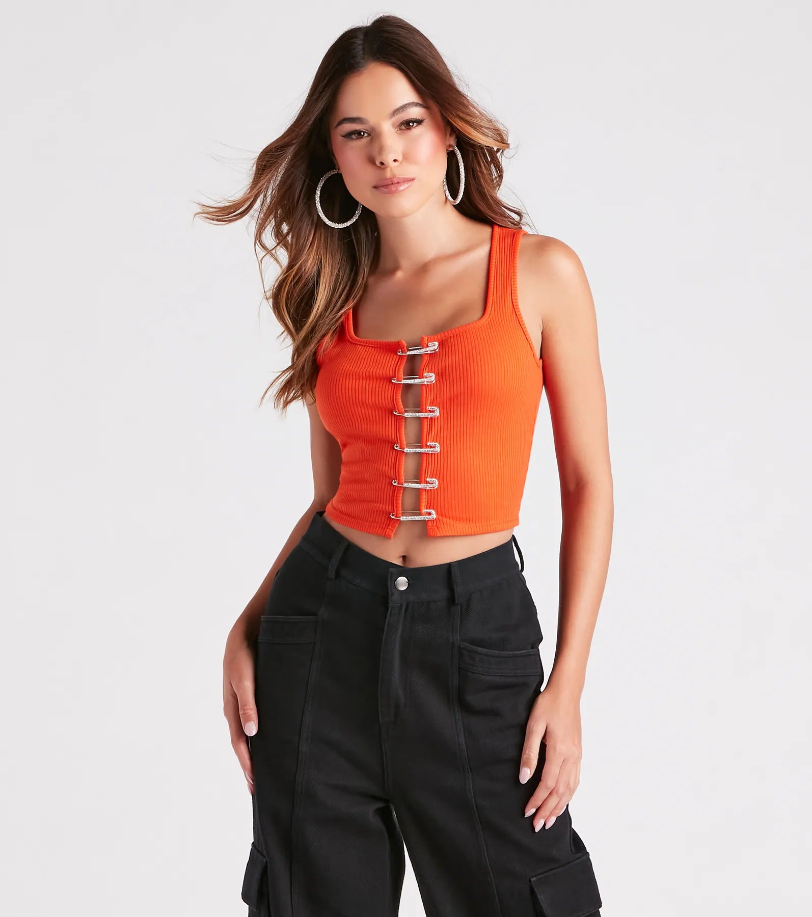 Make It Pop Rhinestone Safety Pin Tank Top | Windsor Make It Pop Rhinestone Safety Pin Tank Top | Windsor