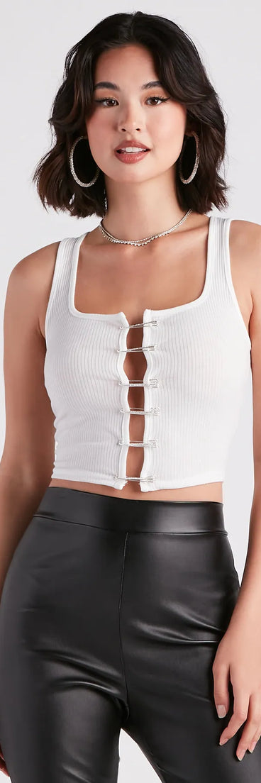 Make It Pop Rhinestone Safety Pin Tank Top