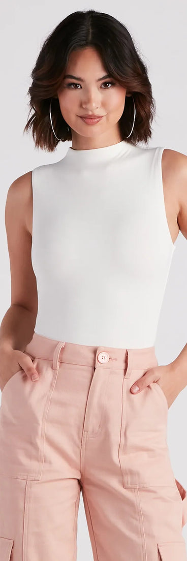Smooth Silhouette Mock Neck Bodysuit