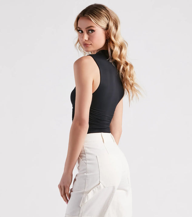 Smooth Silhouette Mock Neck Top | Windsor