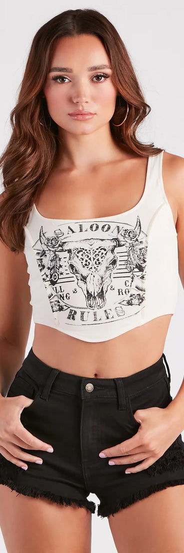Saloon Rules Cropped Graphic Tank