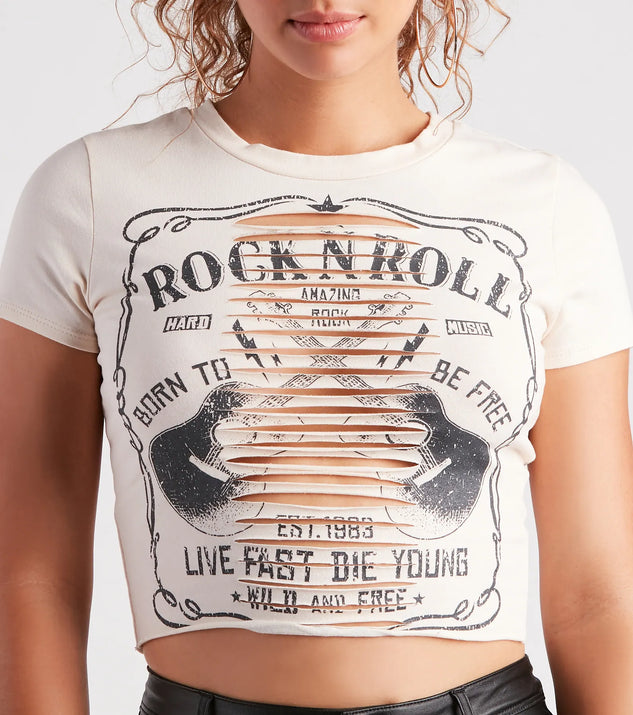 Born To Rock Graphic Slash Crop Tee | Windsor