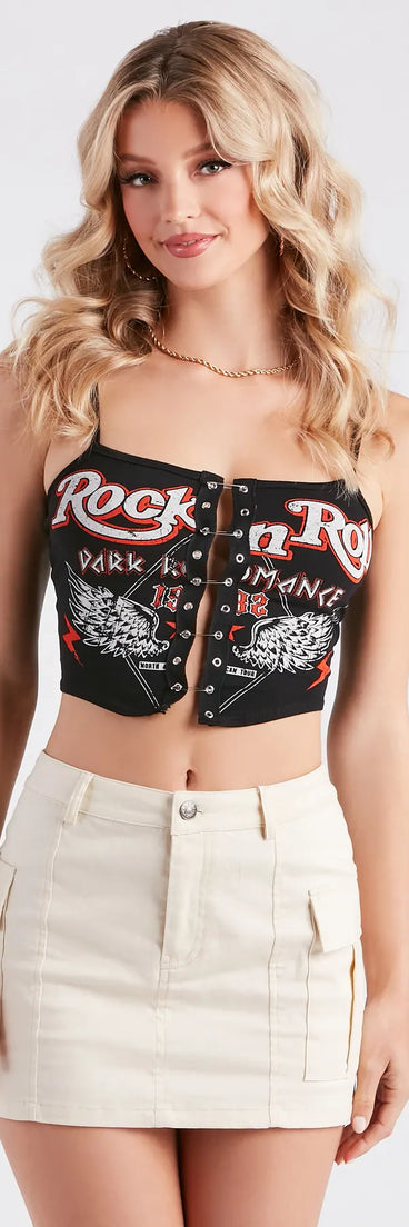 Rock 'N' Roll Corset Graphic Tank Top