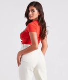 Moto Babe Graphic Knot Tie Crop Tee