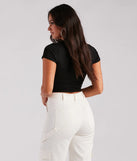 Rock 'N' Roll Zip-Front Cropped Graphic Tee