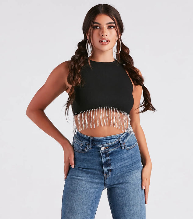 LEINWANDE Mixed Fringe Crop Top ベスト leinwande（ラインヴァンド）の「【ZOZOVILLA別注】Patchwork