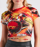 Race To The Finish Graphic Crop Top