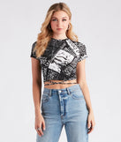 Inside Scoop Newspaper Print Crop Top