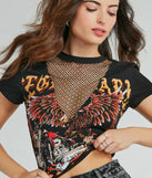 Rocker Babe Rhinestone Fishnet Graphic Tee
