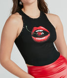 Take A Bite Stud Lips And Cherry Graphic Tank Top