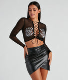 Sultry Skeleton Lace-Up Crop Top