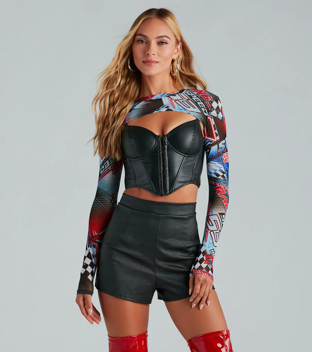 Racer Babe Printed Mesh Long Sleeve Topper | Windsor