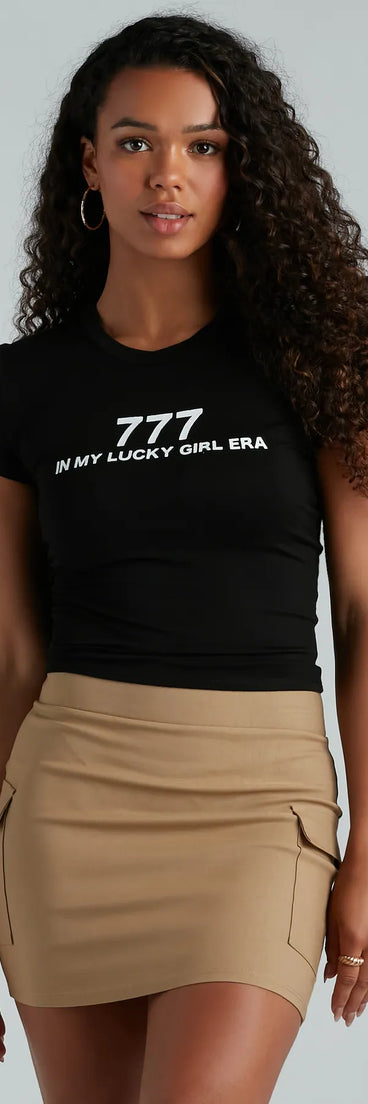 In My Lucky Girl Era 777 Graphic Crop Tee