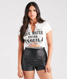 The Save Water Drink Tequila Graphic Crop Tee in white with a modern design and trendy look is part of the latest women's tops collection to elevate your 2025 wardrobe.