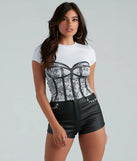 Fashion Forward Babe Graphic Lace Bustier Tee