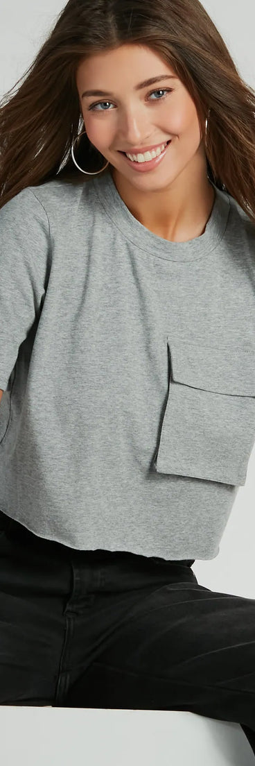 Elevated Pocket Detail Short Sleeve Cropped Tee