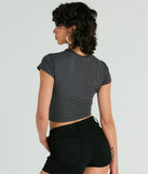 The waist-defining bodice style of the Renegade Racing Moto Corset Graphic Tee in charcoal is perfect for making a statement with your outfit and provides the structure, molded cups, or lace-up details that capture the corset trend.