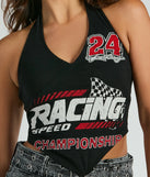 Championship Racing Halter Graphic Crop Top