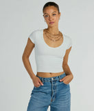 The So Good Basic Scoop Neck Crop Tee in ivory with a modern design and trendy look is part of the latest women's tops collection to elevate your 2025 wardrobe.