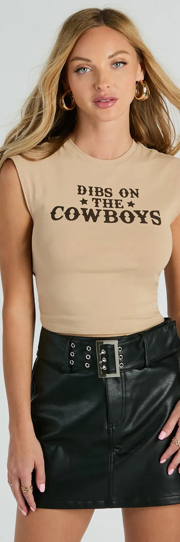 Dibs On The Cowboy Muscle Open Back Graphic Tee
